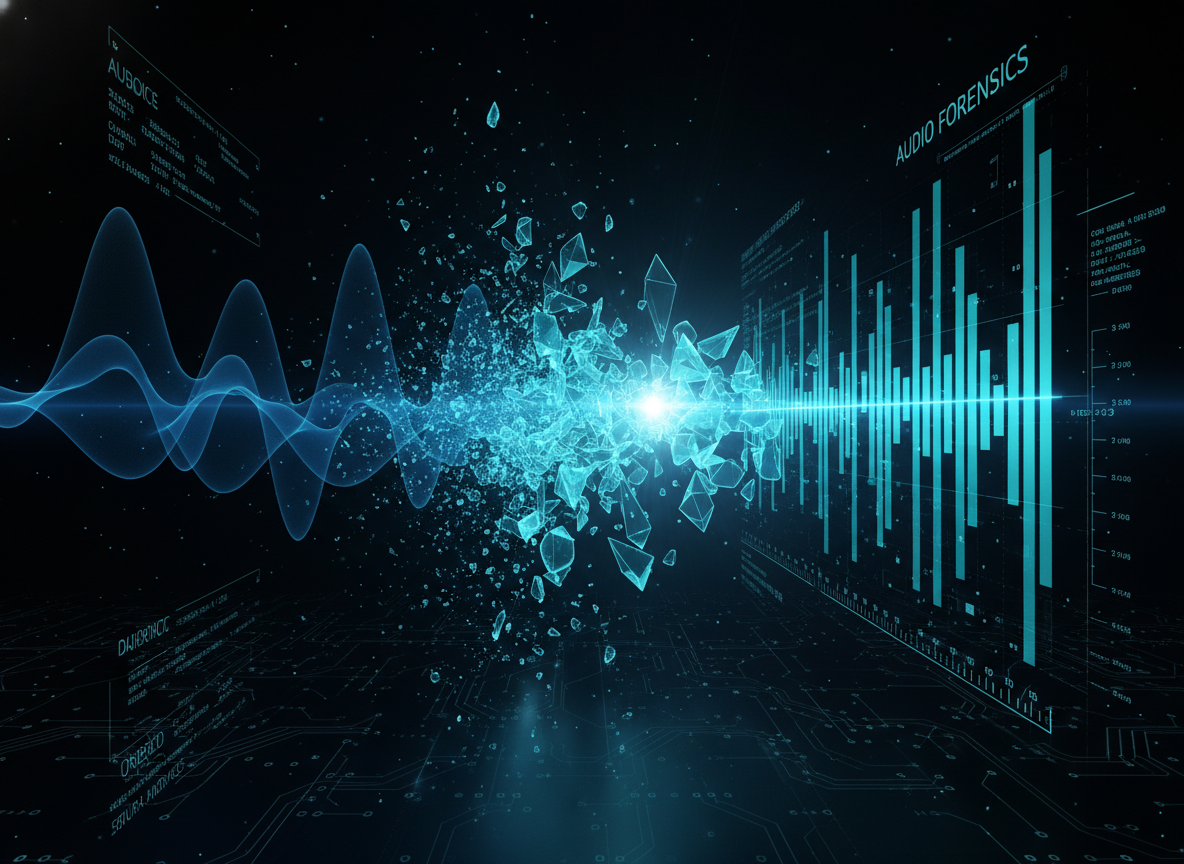 Voice and audio forensics abstract background
